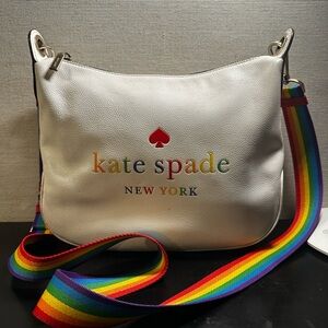 Kate Spade New York Pride Rainbow Leather Crossbody Women's Bag - White